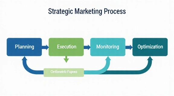 Diagrama de flujo de estrategia y ejecución de marketing
