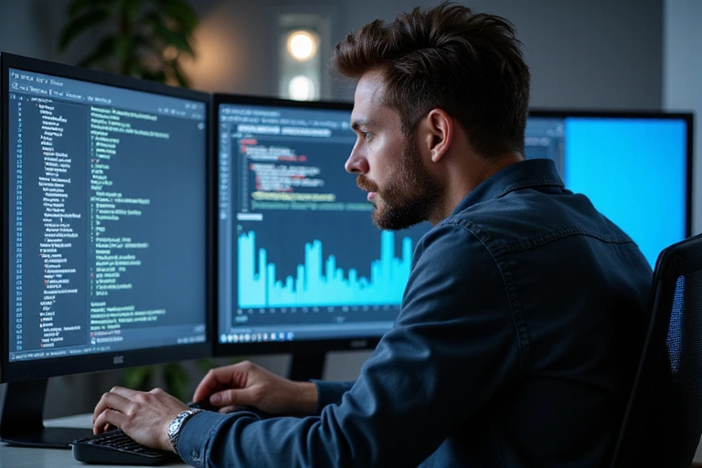 Desarrollador trabajando en código para optimizar el rendimiento web